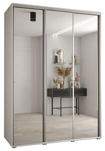Šatní skříň s posuvnými zrcadlovými dveřmi DAVOS 170cm | Bílá / stříbrné pojezdy
