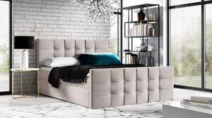 Čalouněná boxspringová postel IVANA 1 LUX - 140x220, béžová + topper ZDARMA