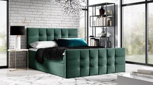 Čalouněná boxspringová postel IVANA 1 LUX - 120x220, zelená + topper ZDARMA
