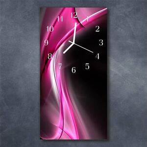 Nástěnné hodiny obrazové na skle - Abstrakt růžový
