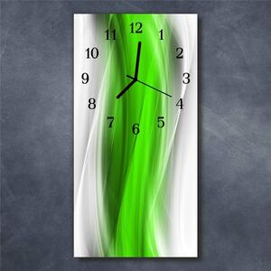 Nástěnné hodiny obrazové na skle - Abstrakt zelený I