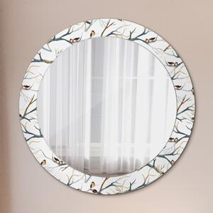 Kulaté dekorační zrcadlo Větve vrabců ptáků