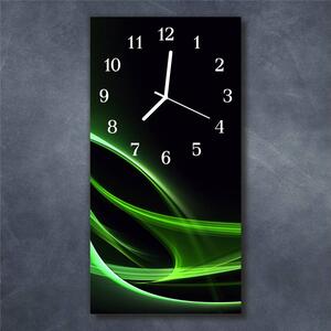 Nástěnné hodiny obrazové na skle - Abstrakt zelený