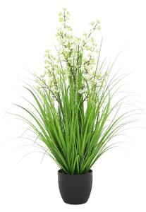 Zeleno bílá umělá tráva v květináči 112cm