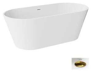 Besco Akrylátová volně stojící vana Deeva 150x75 (160x75, 170x80, 180x80) Rozměry (cm): 170x80, Typ a barva výpustě: Click-Clack se šterbinovým přepadem, zlatá