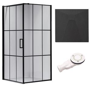 BPS-koupelny Čtvercový sprchový kout HYD-SK13B 90x90 černý/transparent + vanička HYD-SSV-RIKO černá