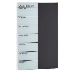 AJ Produkty Skleněná plánovací tabule PEGGY, týdenní, 400x600 mm, černá/bílá