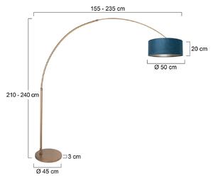 Steinhauer Stojací lampa Sparkled Light bronzová/modrá, 240 cm, velur, stmívatelný, Bronz / starožitná mosaz, Obývací pokoj / jídelna, kov, Moderní