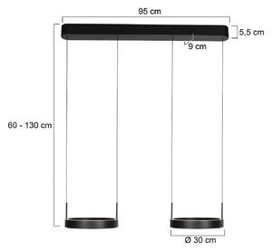 Steinhauer Závěsné světlo LED Mykty, černé, délka 95 cm, kov, 4 žárovky., stmívatelný, Černá, Obývací pokoj / jídelna, kov, Moderní