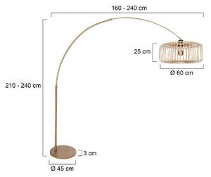 Steinhauer Stojací lampa Sparkled Light bronzová/hnědá, 240 cm, dřevo, stmívatelný, Bronz / starožitná mosaz, Obývací pokoj / jídelna, kov, Moderní
