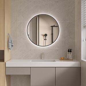 Erga Emma, ​​kulaté LED zrcadlo 50cm, černý kovový rám, 1150 lm, 6500K, zadní osvětlení, ERG-V01-201-5050-BK