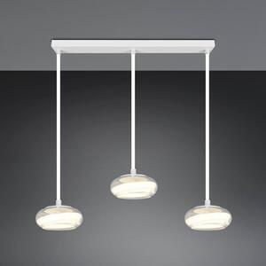 Trio Lighting Závěsné světlo Tarsia, matná bílá, délka 91 cm, sklo, 3 svítidla., stmívatelný, Bílá / opál, Obývací pokoj / jídelna, Sklo, Moderní