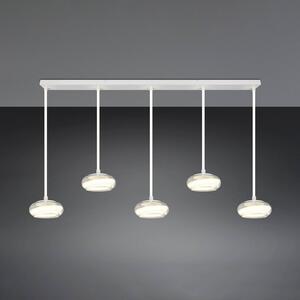Trio Lighting Závěsné světlo Tarsia, matná bílá, délka 161 cm, sklo, 5 svítidel., stmívatelný, Bílá / opál, Obývací pokoj / jídelna, Sklo, Moderní