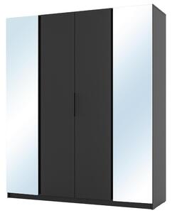 Šatní skříň KAJA 2LU 2F | 200 cm | se zrcadly | VYSOKÁ | černá