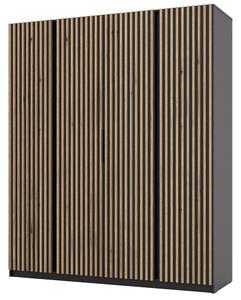 Šatní skříň KAJA 4LAM | 200 cm | bez zrcadla | VYSOKÁ | černá + lamely