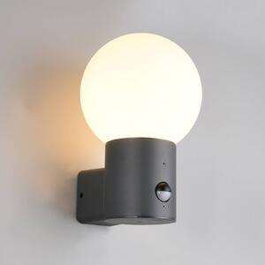 Trio Lighting Venkovní nástěnné svítidlo Mures, antracitová barva, výška 28 cm, kov, senzor, Černá, Hliník, Moderní