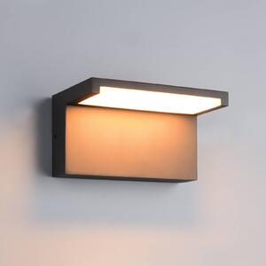 Trio Lighting LED venkovní nástěnné svítidlo Ravi, antracitová, šířka 18 cm, kov, IP65, Černá, Hliník, Moderní