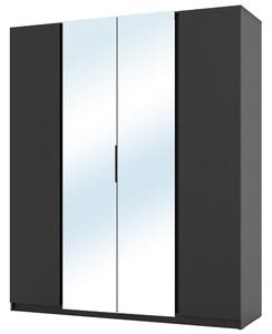 Šatní skříň KAJA 2F 2LU | 200 cm | se zrcadly | VYSOKÁ | černá