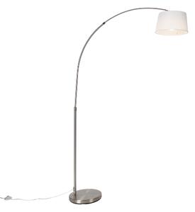 Chytrá oblouková lampa ocelová s bílým textilním stínítkem vč. WiFi A60 - Arc Basic