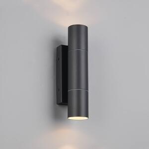 Trio Lighting Venkovní nástěnné svítidlo Yamuna, antracitová barva, výška 23 cm, kov, IP65, stmívatelný, Černá, Hliník, Moderní