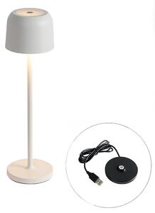 Stolní lampa krémová dobíjecí vč. nabíjecí stanice - Raika