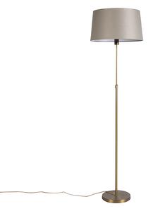Stojací lampa bronzová s lněným stínidlem taupe nastavitelná 45 cm - Parte