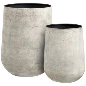 Nordic Living Set dvou béžovošedých kovových květináčů Holie ⌀36/30 cm
