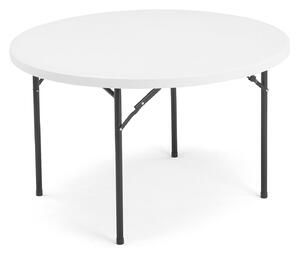 AJ Produkty Kulatý skládací stůl MIKA, Ø1220 mm, plastová deska, černá konstrukce