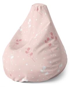 Sablio Sedací vak Pear Bílé a růžové květy - 70 x 95 x 15 cm