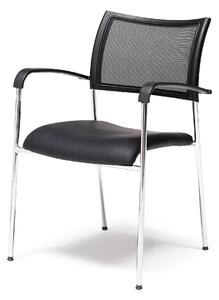 AJ Produkty Konferenční židle TORONTO, černá koženka, černá síťovina, chrom
