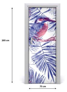 Samolepící fototapeta na dveře listí palmy a pták 75x205 cm