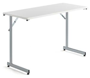AJ Produkty Skládací stůl CLAIRE, 1200x500 mm, bílá, hliníkově šedá