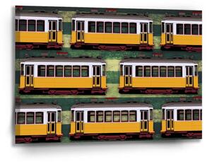 Sablio Obraz Lisabonské historické tramvaje Zelený Pattern - 90x60 cm