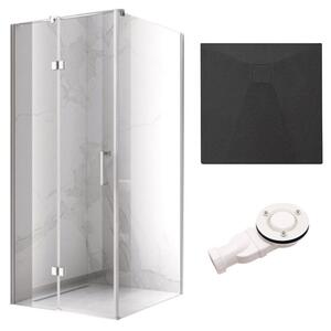 BPS-koupelny Čtvercový sprchový kout HYD-SK01C 90x90 chrom/transparent + vanička HYD-SSV-RIKO černá