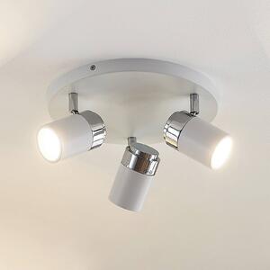 Lindby Bodové svítidlo Kardo, roundel, 3 světla, bílé, kov, IP44, stmívatelný, Bílá / opál, Obývací pokoj / jídelna, kov, Moderní