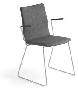 AJ Produkty Konferenční židle OTTAWA, s područkami, šedý potah, šedá