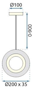 Toolight Toolight, křišťálová závěsná svítilna 20cm, 7W, 4000K, 500lm, G119-1CP, zlatá lesklá, OSW-09710