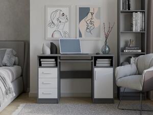 PC stůl se šuplíky a skříňkou BELLUNO - antracit / bílý