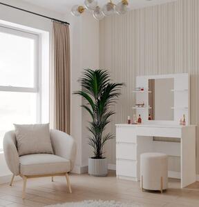 Toaletka se zrcadlem a šuplíky ROMEA - bílá, levé provedení
