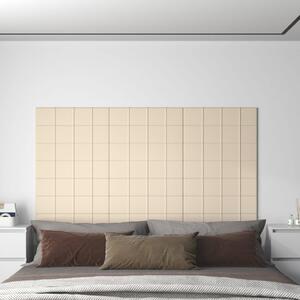 Nástěnné panely 12 ks krémové 60 x 15 cm samet 1,08 m²