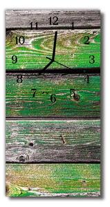Nástěnné hodiny obrazové na skle - Prkna zelené