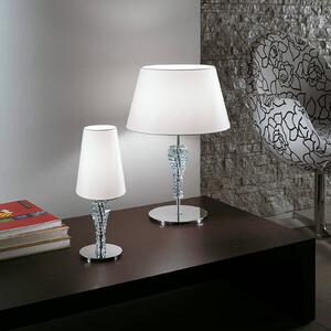 Velká textilní stolní lampa Crystal bílá