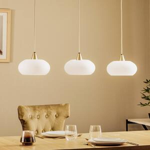 Lucande závěsné svítidlo Sharvil, 3 světla, bílá, sklo, 97 cm, stmívatelný, Bílá / opál, Obývací pokoj / jídelna, Sklo, Design