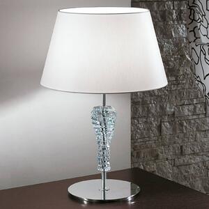 Velká textilní stolní lampa Crystal bílá