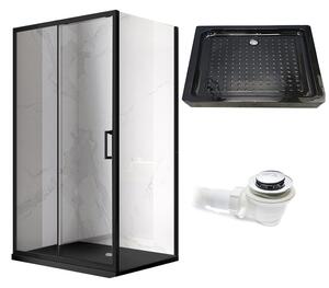 BPS-koupelny Obdélníkový sprchový kout HYD-OK103A 100x80 černý/transparent + vanička HYD-OSV-SXL03C černá