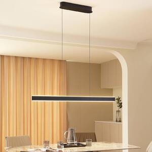 Lucande LED závěsné svítidlo Philine, délka 121 cm černé železo, stmívatelný, Černá, Obývací pokoj / jídelna, Moderní