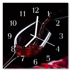 Nástěnné hodiny obrazové na skle - Víno červené