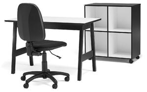 AJ Produkty Kancelářská sestava NOMAD + DOVER, psací stůl + židle + mobilní skříňka