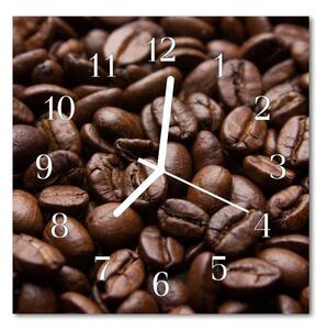 Nástěnné hodiny obrazové na skle - Kávová zrna