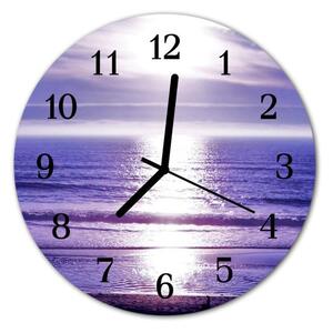 Nástěnné hodiny obrazové na skle - Moře fialové